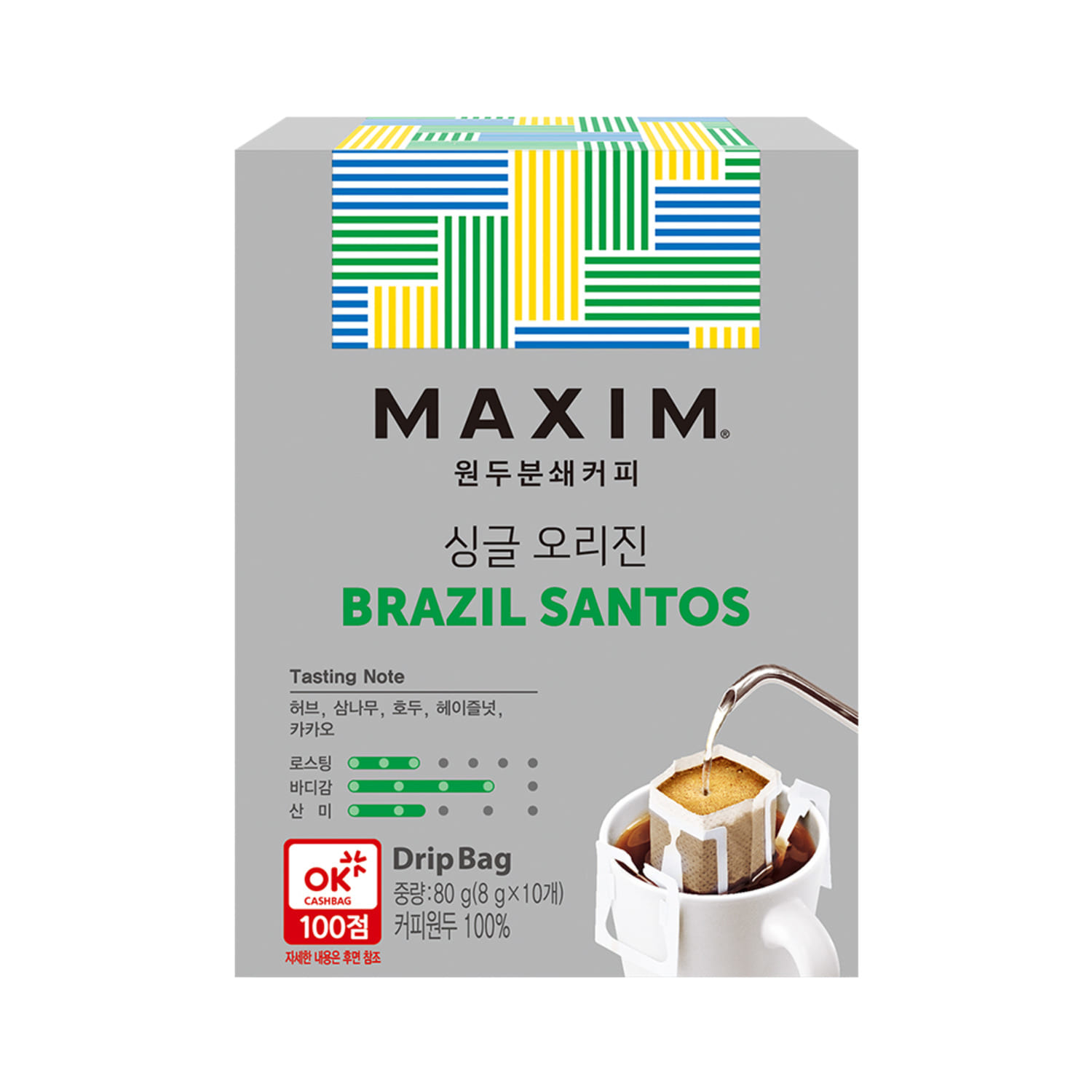 맥심 싱글 오리진 드립백 핸드드립 커피 10T / 콜롬비아 우일라 에티오피아 시다모 브라질 산토스